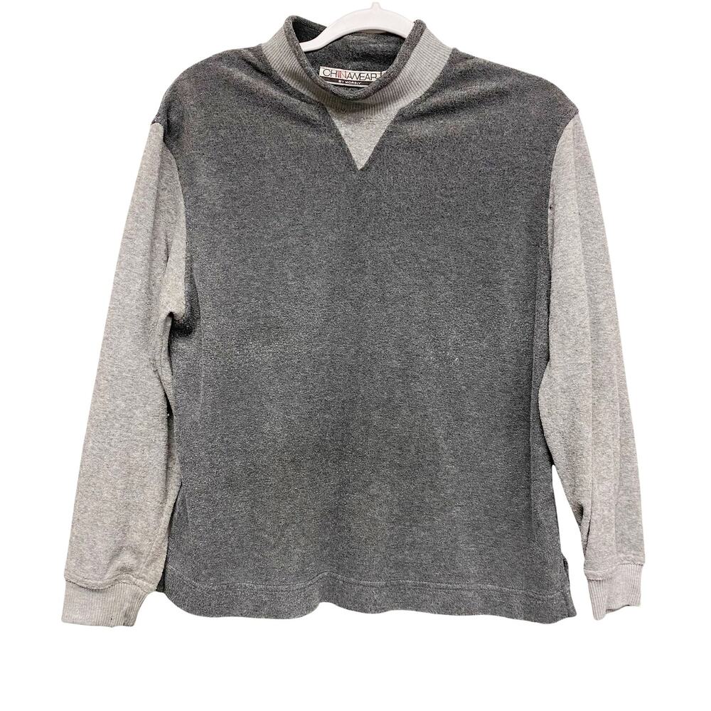 Vintage ChinaWear Womens Size M Gray Terry Mockneck Sweatshirt